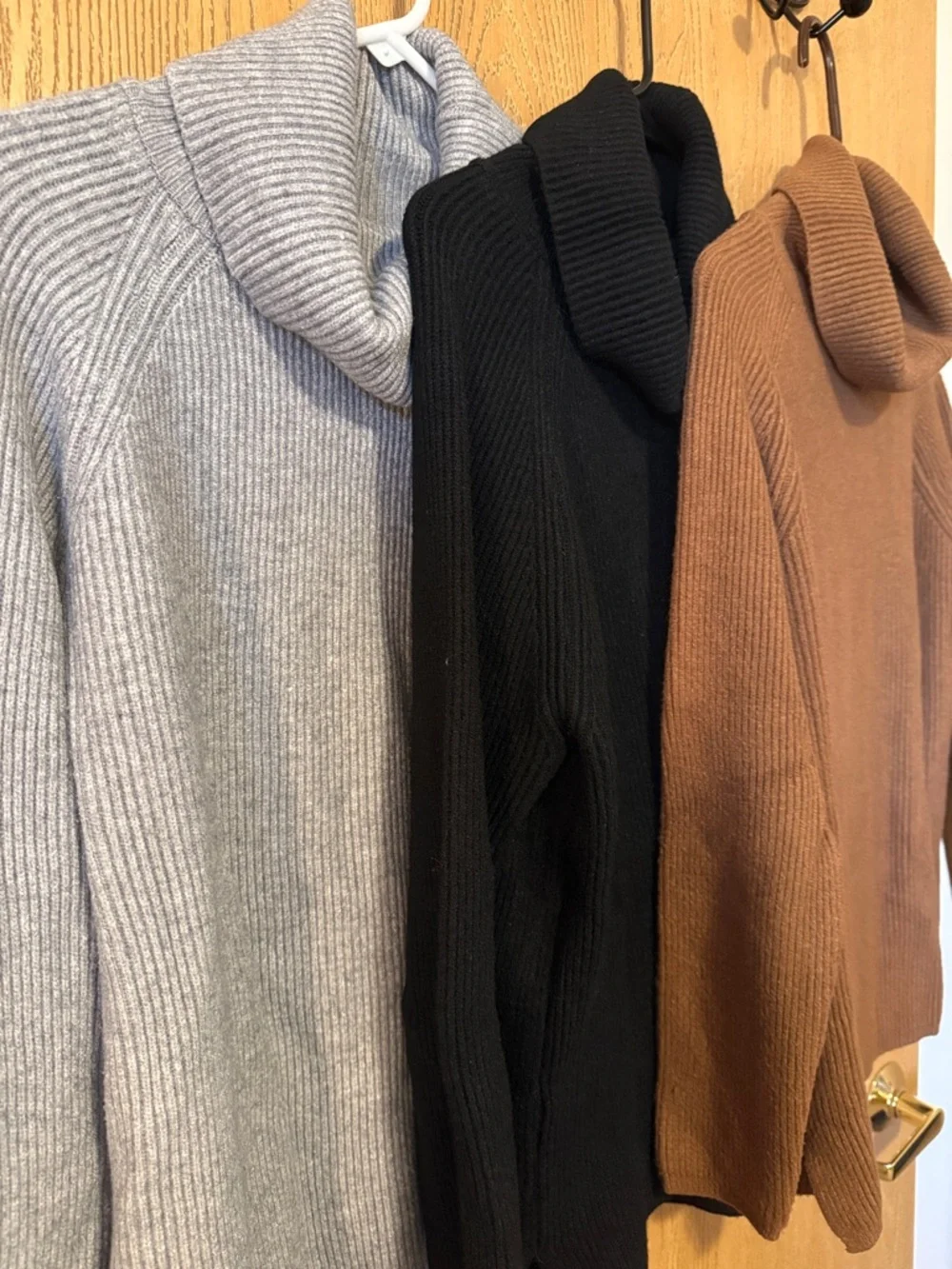 Coco + Carmen Ribbed Cowl-Neck Sweater Trio - Gray, Black, Brown - Picture 6 of 6